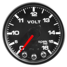 Load image into Gallery viewer, Autometer Spek-Pro Gauge Voltmeter 2 1/16in 16V Stepper Motor W/Peak & Warn Blk/Blk