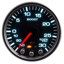Load image into Gallery viewer, Autometer Spek-Pro Gauge Vac/Boost 2 1/16in 30Inhg-30psi Stepper Motor Peak & Warn Black/Smoke/Black