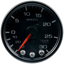 Load image into Gallery viewer, Autometer Spek-Pro Gauge Vac/Boost 2 1/16in 30Inhg-30psi Stepper Motor W/Peak & Warn Black/Black