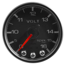 Load image into Gallery viewer, Autometer Spek-Pro Gauge Voltmeter 2 1/16in 16V Stepper Motor W/Peak & Warn Blk/Blk