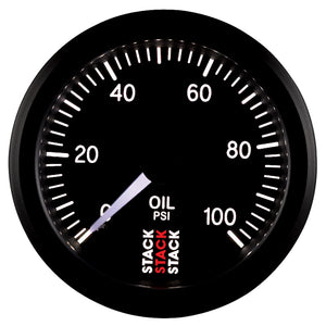 Autometer Stack 52mm 0-100 PSI 1/8in NPTF (M) Mechanical Oil Pressure Gauge - Black