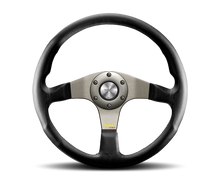 Load image into Gallery viewer, Momo Tuner Steering Wheel 350 mm - Black Leather/Red Stitch/Black Spokes