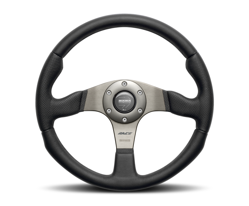 Momo Race Steering Wheel 320 mm - Black Leather/Anth Spokes