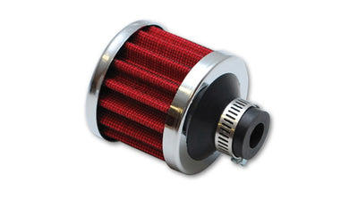 Vibrant Crankcase Breather Filter w/Chrome Cap 2 1/8in 55mm Cone ODx2 5/8in 68mm Tallx1in 25mm in ID