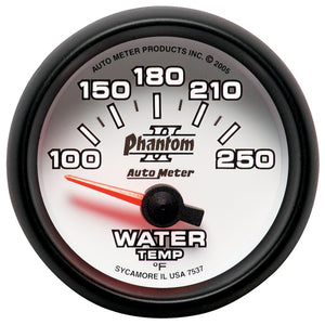 Autometer Phantom II 52.4mm SSE 100-250 Deg F Water Temperature Gauge