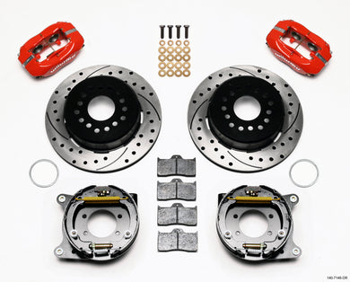 Wilwood Forged Dynalite P/S Park Brake Kit Drilled Red Ford 8.8 w/2.5in Offset-5 Lug