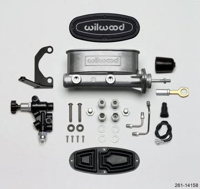 Wilwood HV Tandem M/C Kit w L/H Bracket & Prop Valve - 15/16in Bore-W/Pushrod - Early Mustang