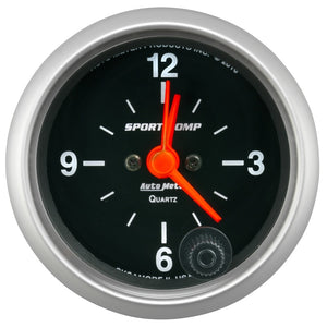 Autometer Sport-Comp 2-1/16in. 12 Hour Analog Clock Gauge