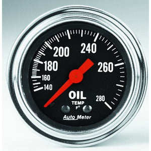 Autometer Traditional Chrome 2-1/16in 140-280 Deg F Mechanical Oil Temp Gauge